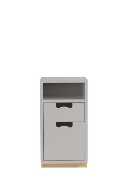 Asplund snö g3 sängbord light grey, björksockel
