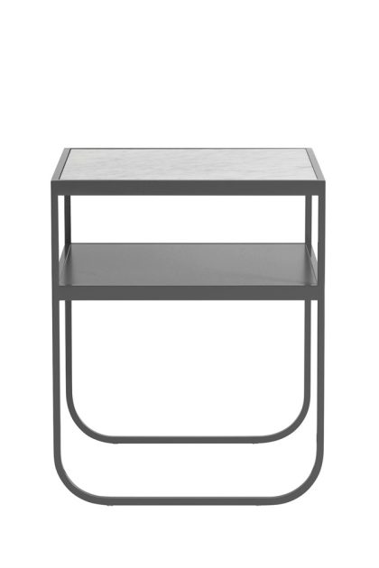Asplund nati tati sängbord marmor vit, char grey stativ