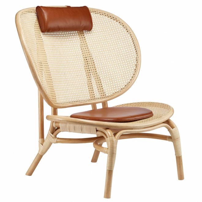 Norr11 nomad loungestol natur-cognac läder