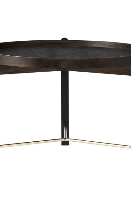 Warm nordic compose soffbord Ø70 cm med mässingsunderrede smoked oak