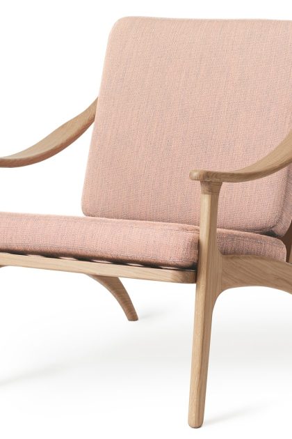 Warm nordic lean back canvas fåtölj vitoljad ek pale rose