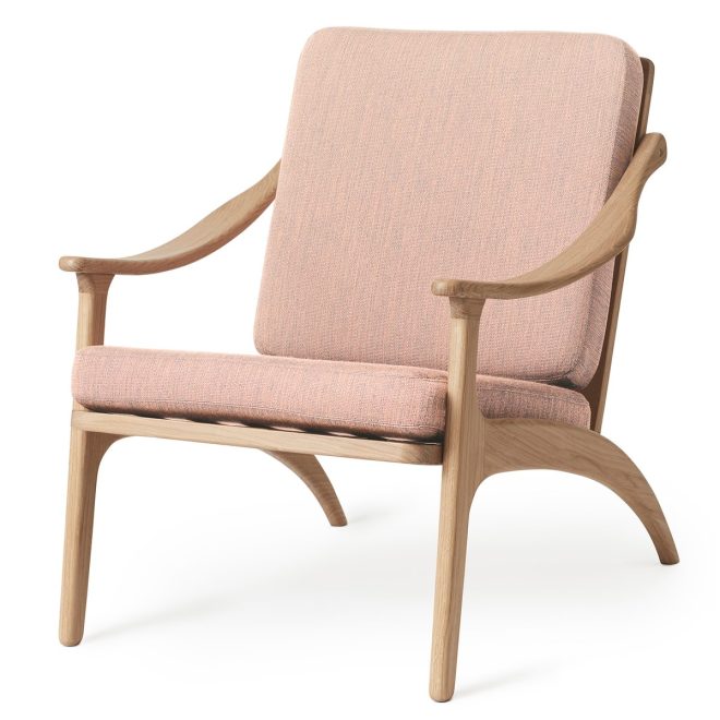 Warm nordic lean back canvas fåtölj vitoljad ek pale rose