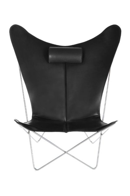 Ox denmarq ks chair fladdermusfåtölj läder black, rostfritt stativ