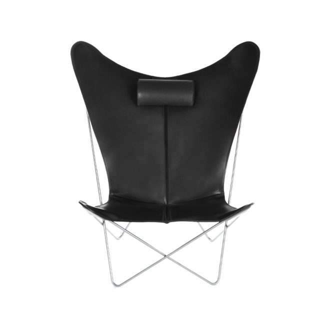 Ox denmarq ks chair fladdermusfåtölj läder black, rostfritt stativ