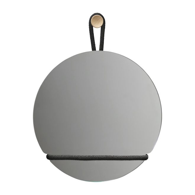 Design house stockholm lasso spegel rund klar-svart