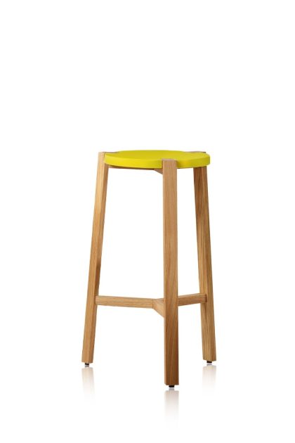 A2 happy barstol låg gul, ekben