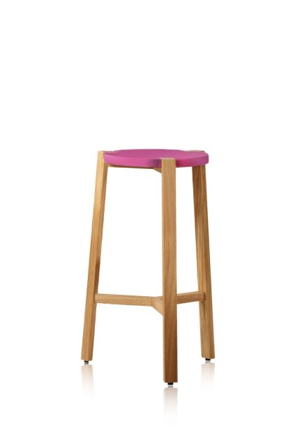 A2 happy barstol låg cerise, ekben