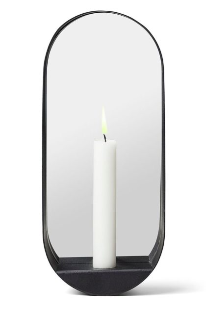 Gejst glim spegel/ljusstake oval 12x28 cm svart