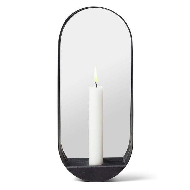 Gejst glim spegel/ljusstake oval 12x28 cm svart