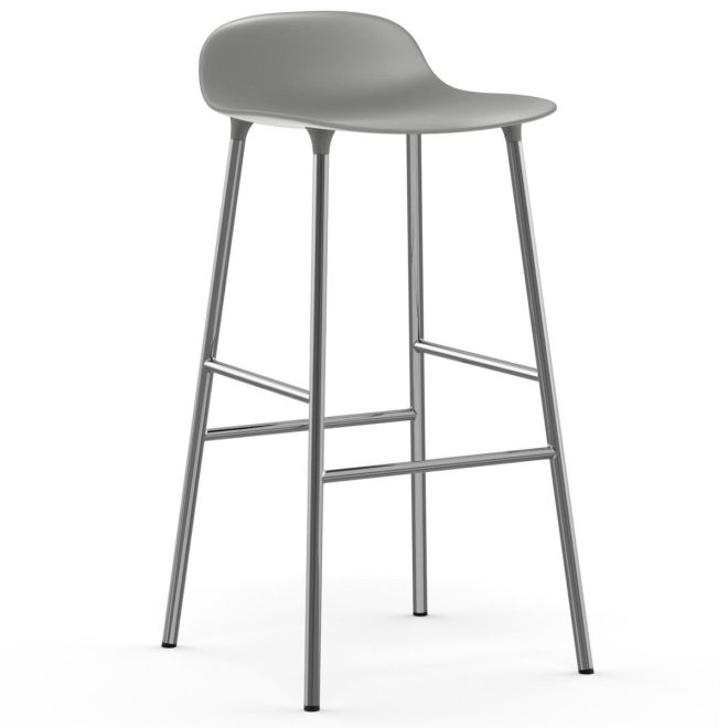 Normann copenhagen form barstol kromade ben 75 cm grå