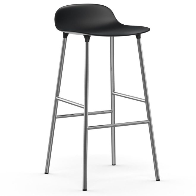 Normann copenhagen form barstol kromade ben 75 cm svart