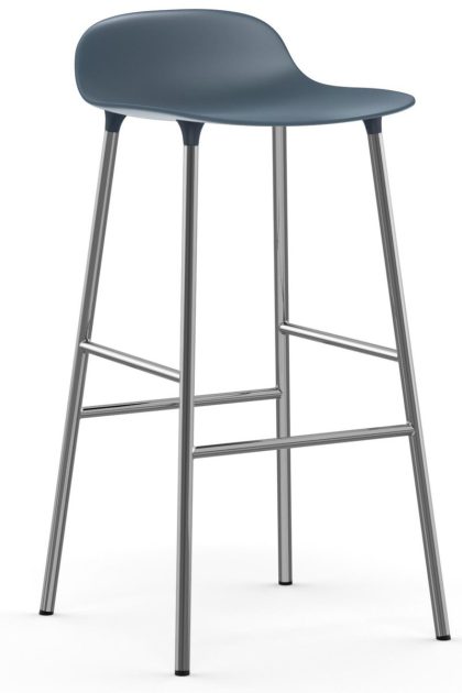 Normann copenhagen form barstol kromade ben 75 cm blå