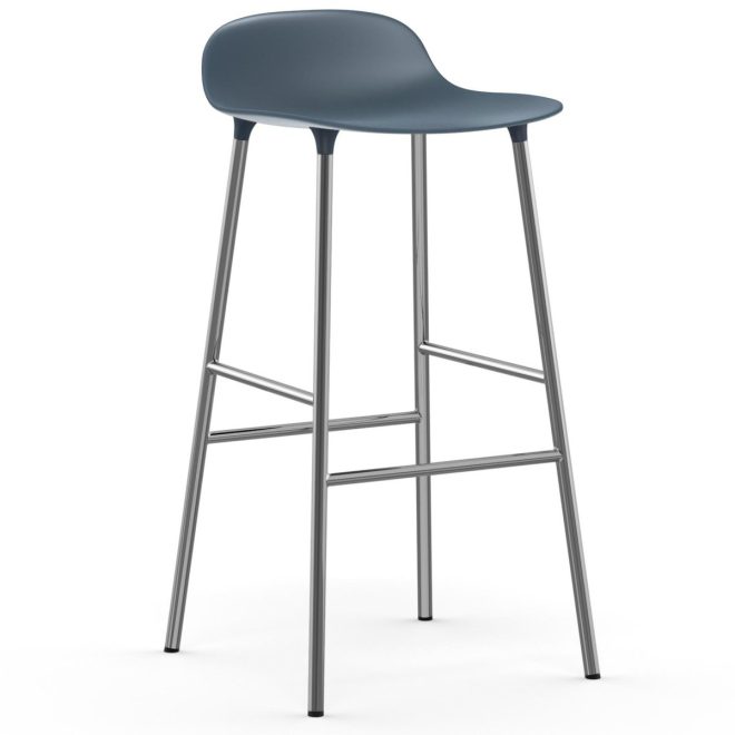 Normann copenhagen form barstol kromade ben 75 cm blå