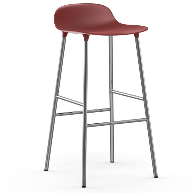 Normann copenhagen form barstol kromade ben 75 cm röd