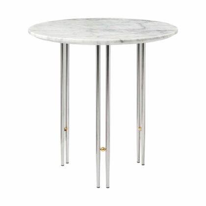 Gubi ioi soffbord Ø50 cm krom-mässing-vit marmor
