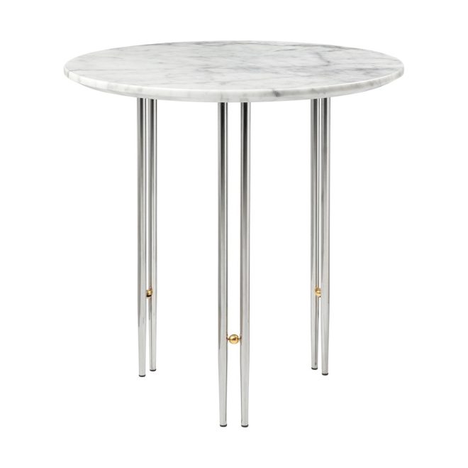 Gubi ioi soffbord Ø50 cm krom-mässing-vit marmor