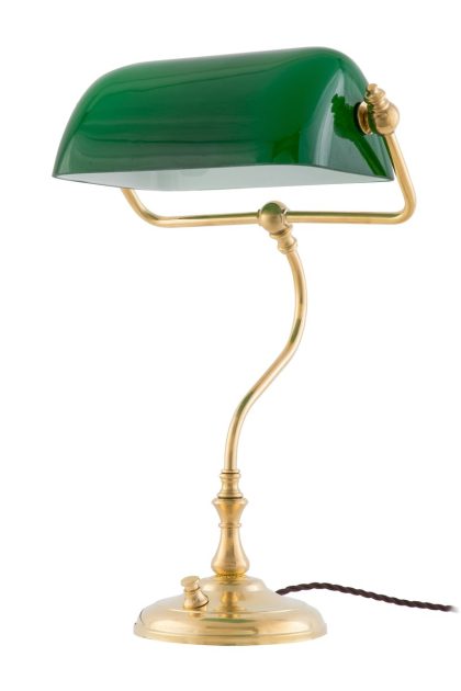 Karlskrona lampfabrik bankirlampa bordslampa mässing-grön