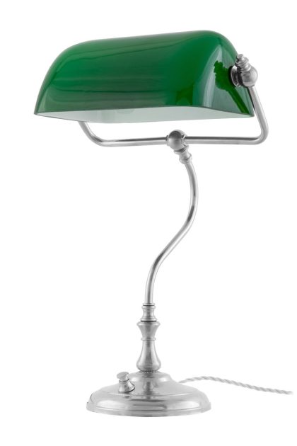 Karlskrona lampfabrik bankirlampa bordslampa förnicklad-grön