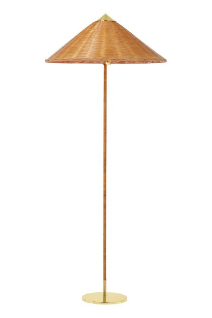 Gubi 9602 golvlampa mässing-wicker willow