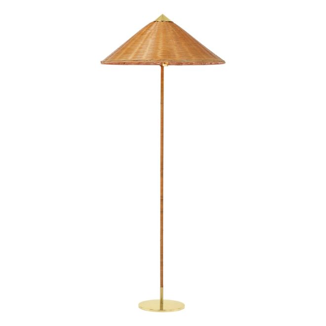 Gubi 9602 golvlampa mässing-wicker willow
