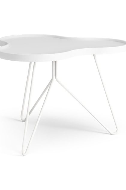 Swedese flower mono bord 62x66 cm h45 cm ask vitlaserad