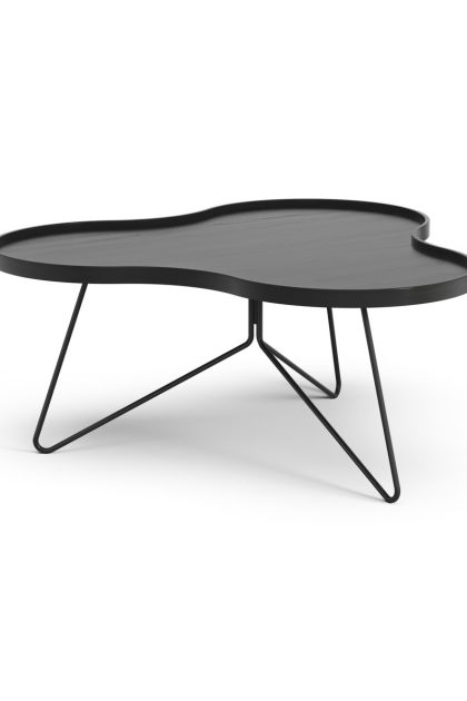 Swedese flower mono bord 84x90 cm h39 cm ask svartlaserad
