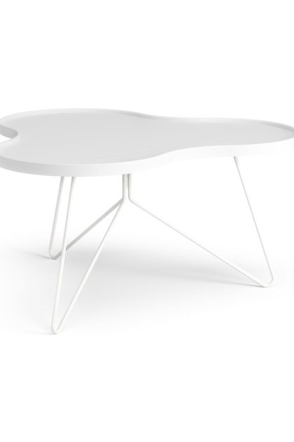 Swedese flower mono bord 84x90 cm h45 cm ask vitlaserad