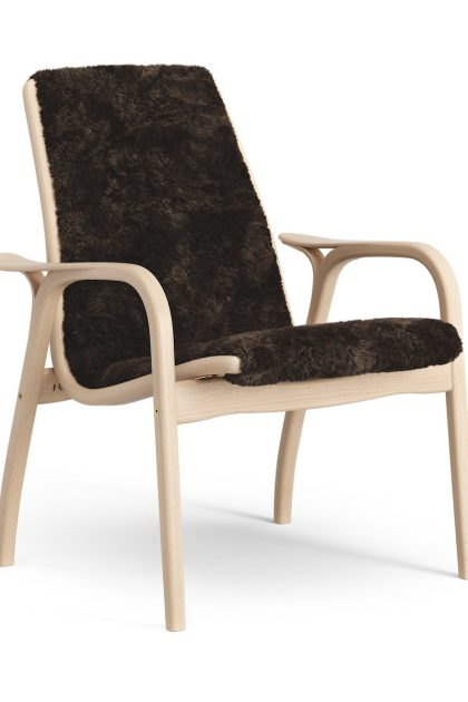Swedese laminett fåtölj lackad bok/fårskinn espresso (brun)