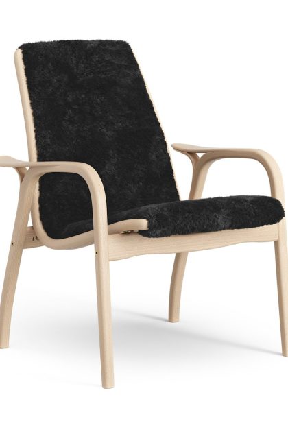 Swedese laminett fåtölj lackad bok/fårskinn black (svart)