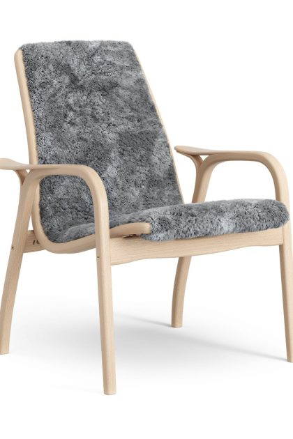 Swedese laminett fåtölj lackad bok/fårskinn scandinavian grey (grå)