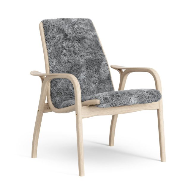 Swedese laminett fåtölj vitpigmenterad ek/fårskinn scandinavian grey (grå)