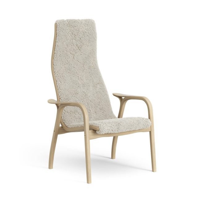 Swedese lamini barnfåtölj lackad ek/fårskinn moonlight (beige)