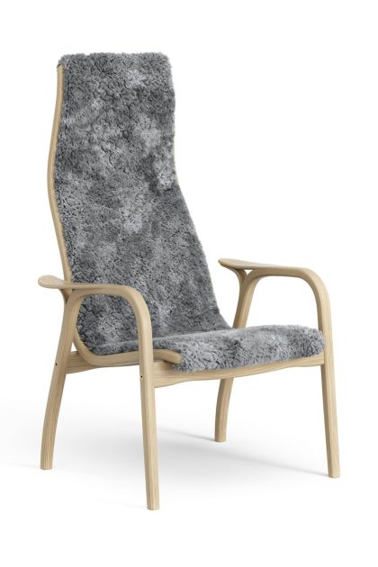 Swedese lamini barnfåtölj lackad ek/fårskinn scandinavian grey (grå)