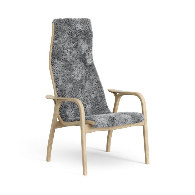 Swedese lamini barnfåtölj lackad ek/fårskinn scandinavian grey (grå)