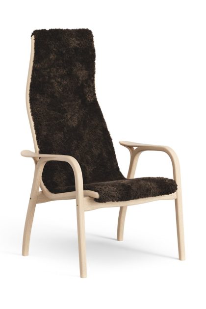 Swedese lamini barnfåtölj lackad bok/fårskinn espresso (brun)