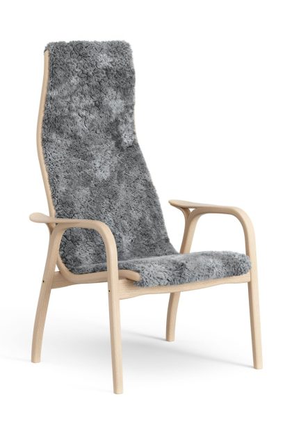 Swedese lamini barnfåtölj lackad bok/fårskinn scandinavian grey (grå)