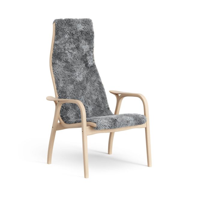 Swedese lamini barnfåtölj lackad bok/fårskinn scandinavian grey (grå)