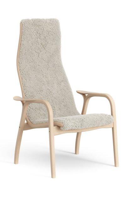 Swedese lamini barnfåtölj lackad bok/fårskinn moonlight (beige)