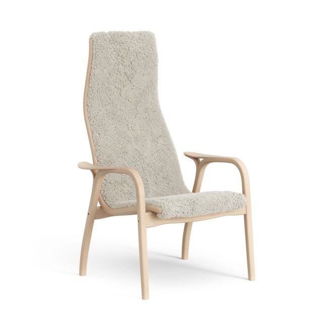 Swedese lamini barnfåtölj lackad bok/fårskinn moonlight (beige)