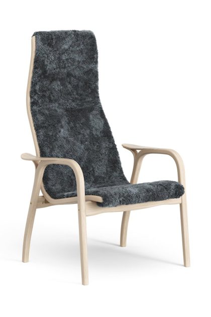 Swedese lamino fåtölj vitpigmenterad ek/fårskinn charcoal (mörkgrå)