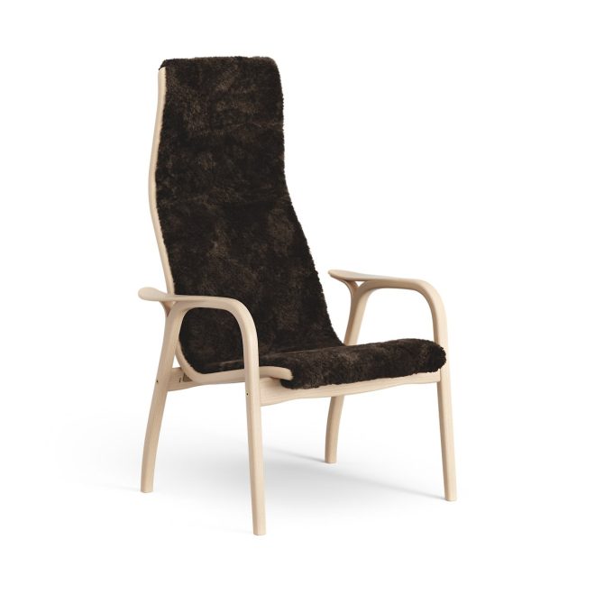 Swedese lamino fåtölj lackad bok/fårskinn espresso (brun)