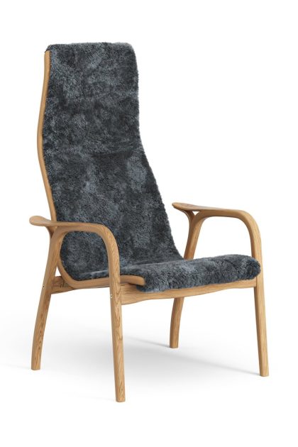 Swedese lamino fåtölj oljad ek/fårskinn charcoal (mörkgrå)