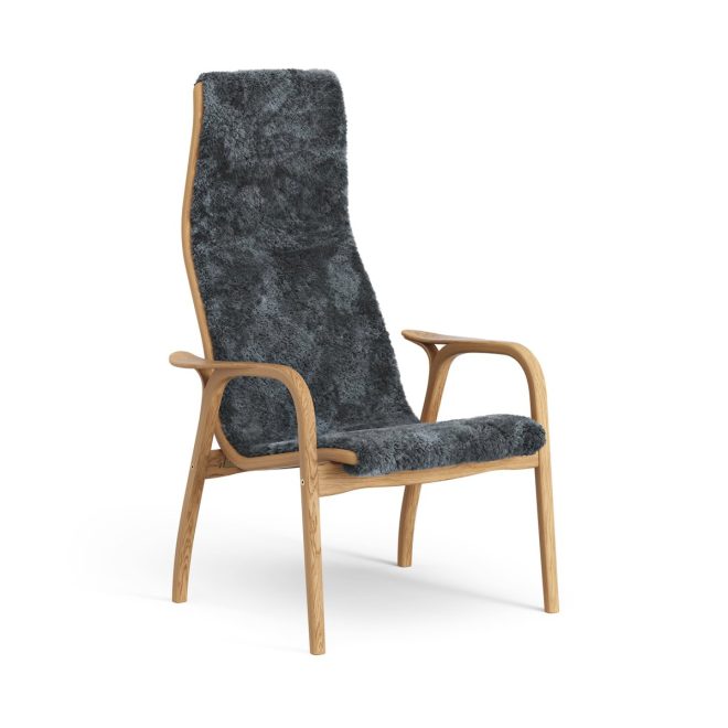 Swedese lamino fåtölj oljad ek/fårskinn charcoal (mörkgrå)