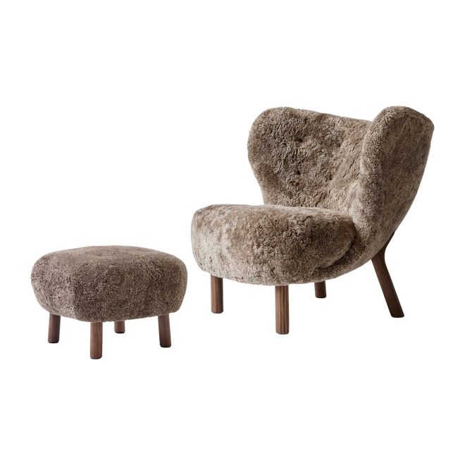 &tradition little petra vb1 fåtölj inkl. pouf atd1 oljad valnöt-sahara