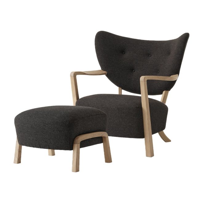 &tradition wulff lounge chair atd2 fåtölj inkl. pouf atd3 oljad ek-hallingdal