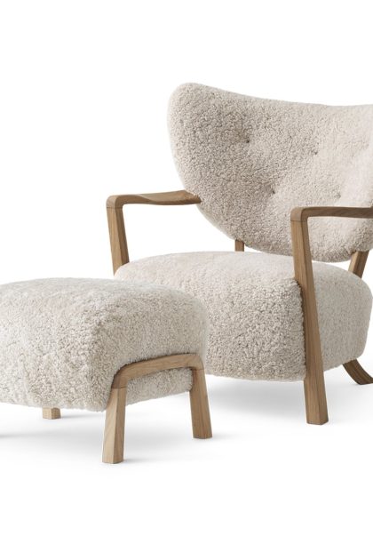 &tradition wulff lounge chair atd2 fåtölj inkl. pouf atd3 oljad ek-moonlight