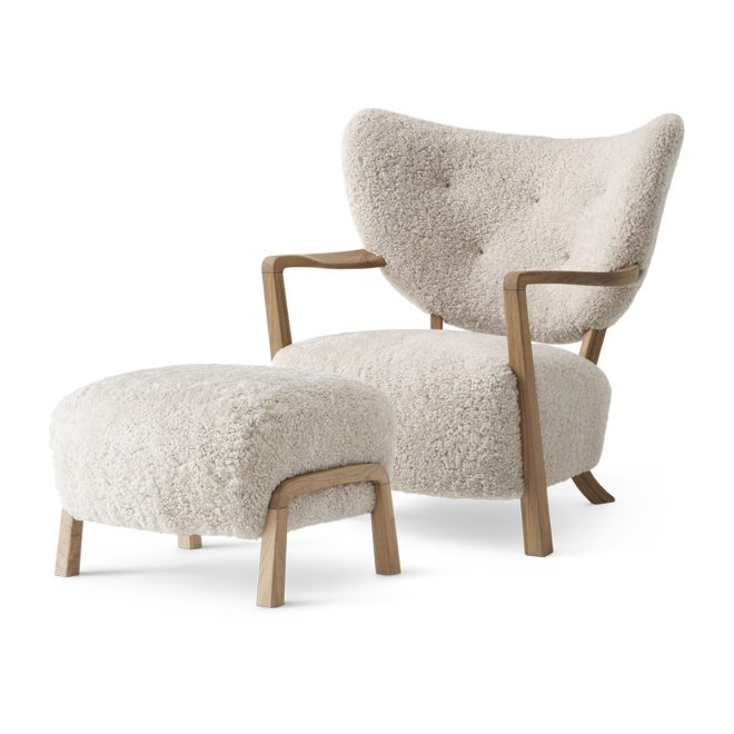 &tradition wulff lounge chair atd2 fåtölj inkl. pouf atd3 oljad ek-moonlight