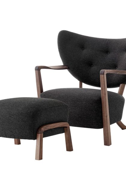 &tradition wulff lounge chair atd2 fåtölj inkl. pouf atd3 oljad valnöt-hallingdal