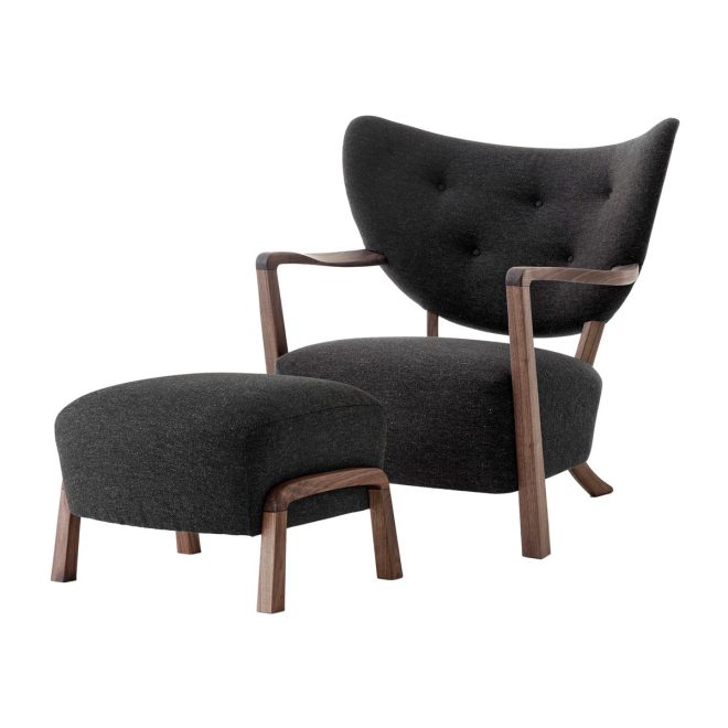 &tradition wulff lounge chair atd2 fåtölj inkl. pouf atd3 oljad valnöt-hallingdal
