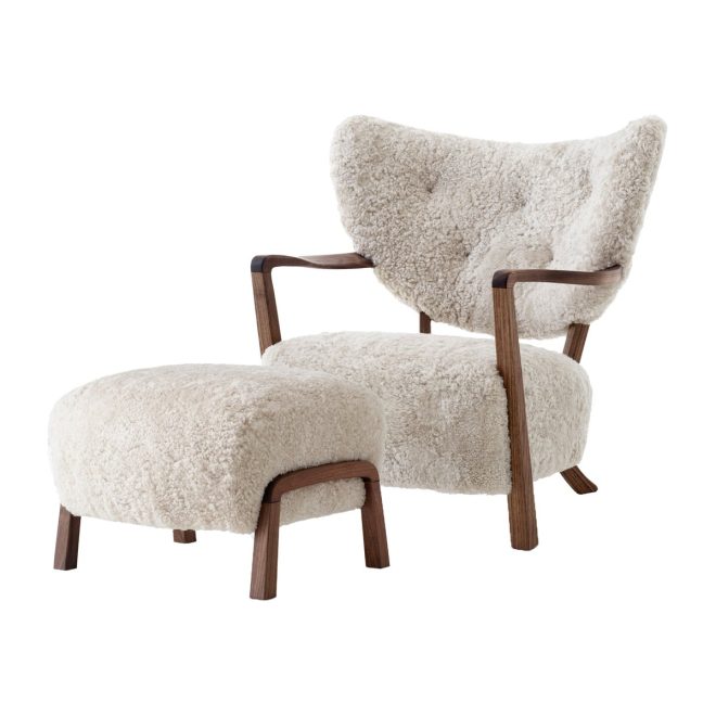 &tradition wulff lounge chair atd2 fåtölj inkl. pouf atd3 oljad valnöt-moonlight